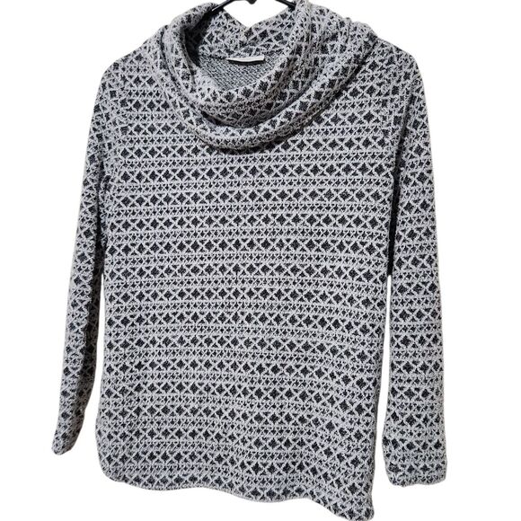 Croft Barrow Top Sweater Size Medium Gray Cowl Neck Chunky Knit Warm - Picture 1 of 13